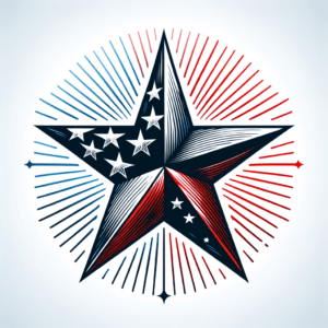 Classic Americana Star With Bold Lines And Patriotic Colors