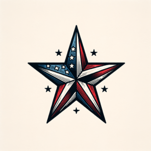 Classic Americana Star With Patriotic Colors And Bold Lines