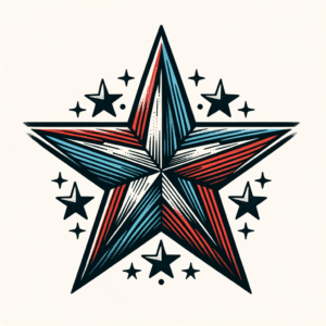 Classic Americana Star With Patriotic Colors And Bold Lines