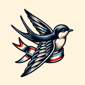 Classic Americana Swallow With Red, White, And Blue