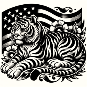 Classic Americana Tiger In Bold Lines