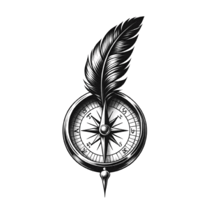 Compass With A Feather Quill As The Needle