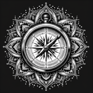 Compass With An Intricate Mandala Background