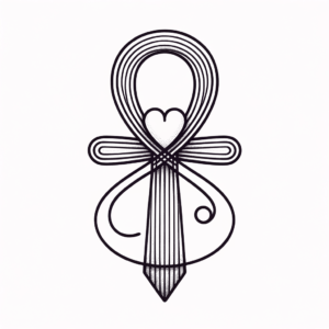 Continuous-Line Ankh With Heart