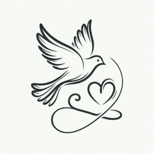 Continuous Line Dove With Heart