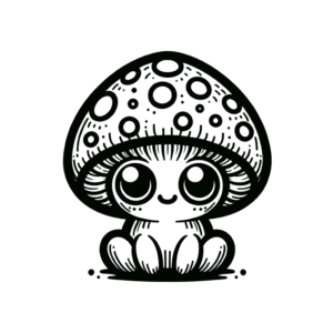 Cute Cartoon Mushroom With Big Eyes