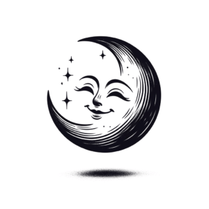 Cute Crescent Moon With Small Smile