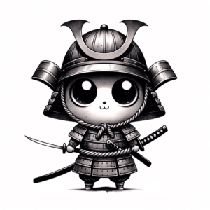 Cute Samurai With Big Eyes, Anime Style