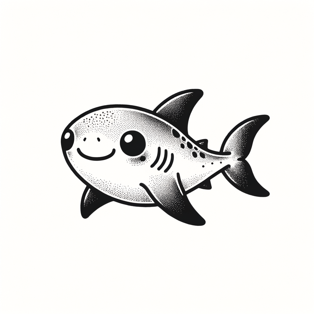 Cute Shark AI Tattoo Design