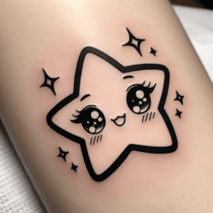 Cute Star With Kawaii Facial Expression In Anime Style