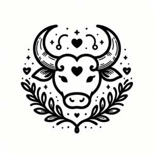 Cute Taurus Symbol With Heart Accents