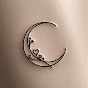 Dainty Crescent Moon With Hearts