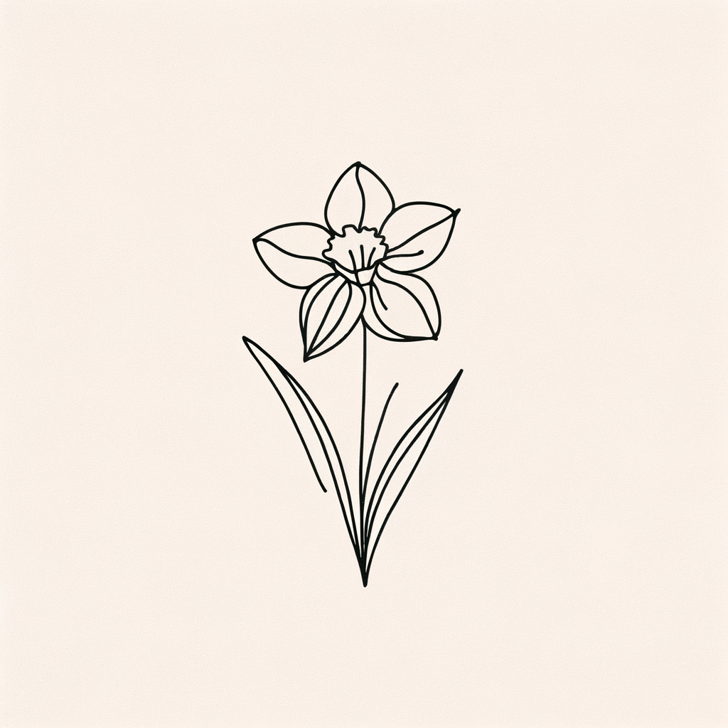 Dainty Daffodil In Single Continuous-Line Style