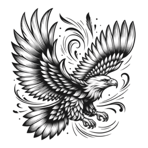 Dainty Eagle In Flight, Fine-Line