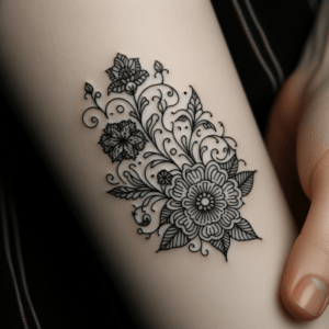 Dainty Floral Tattoo In Fine-Line Art