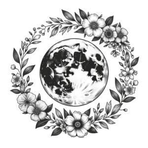 Dainty Full Moon With Floral Wreath