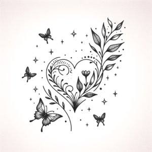 Dainty Heart With Tiny Butterflies
