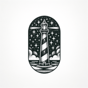Dainty Lighthouse With Delicate Starry Night