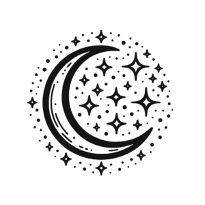Dainty Moon Surrounded By Tiny Stars