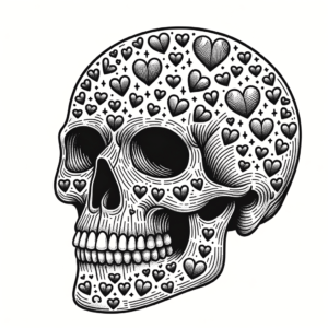 Dainty Skull With Tiny Hearts