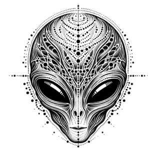 Dotwork Alien With Intricate Dot Patterns
