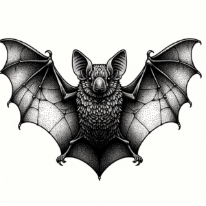Dotwork Bat With Detailed Stippling