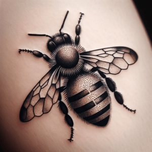 Dotwork Bee, Shaded With Dots