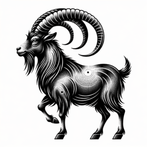 Dotwork Capricorn Goat With Dot Shading