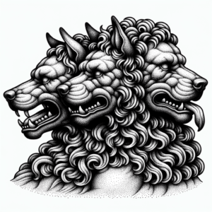 Dotwork Cerberus With Detailed Dot Shading