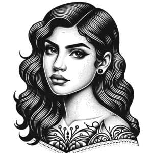 Dotwork Chicano-Style Portrait Of A Woman