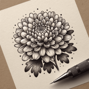 Dotwork Chrysanthemum With Stippled Shading