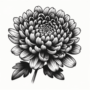 Dotwork Chrysanthemum With Stippled Shading