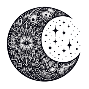 Dotwork Crescent Moon With Intricate Pattern