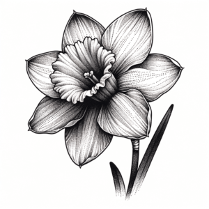 Dotwork Daffodil With Detailed Dot Patterns
