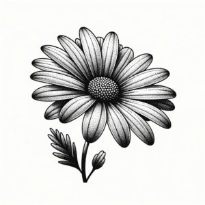 Dotwork Daisy With Pointillism Effect