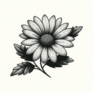 Dotwork Daisy With Stippled Shading