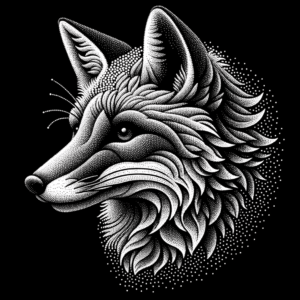 Dotwork Fox With Shading Created From Tiny Dots