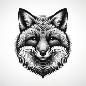 Dotwork Fox With Shading Created From Tiny Dots