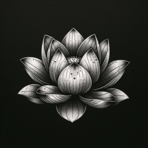 Dotwork Lotus Flower With Stippling Effect