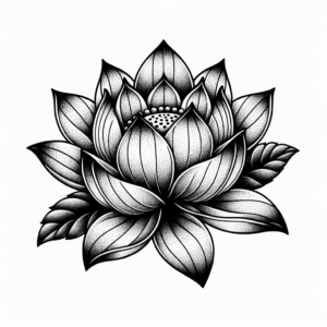 Dotwork Lotus With Intricate Dots