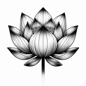 Dotwork Lotus With Stippled Shading
