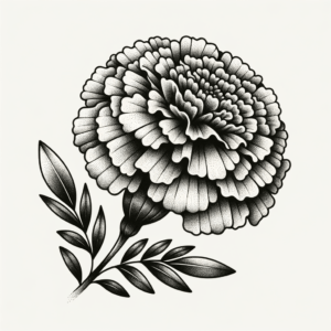 Dotwork Marigold With Stippled Texture