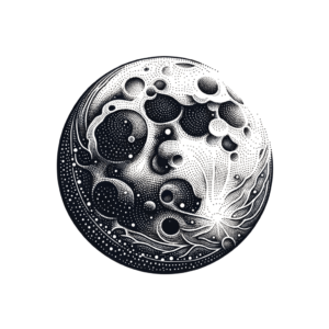 Dotwork Moon With Intricate Dot Patterns