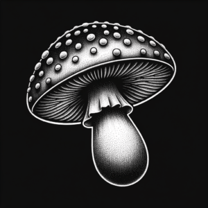 Dotwork Mushroom With Stippled Shading