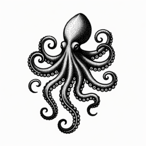 Dotwork Octopus With Intricate Stippling