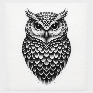 Dotwork Owl With Stippled Shading And Texture