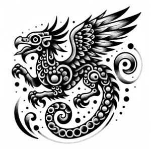 Dotwork Quetzalcoatl With Dotted Shading
