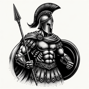 Dotwork Spartan Warrior With Stippling Effects