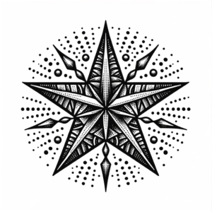 Dotwork Star With Intricate Dot Shading And Details