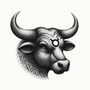 Dotwork Taurus Symbol With Stippling Technique